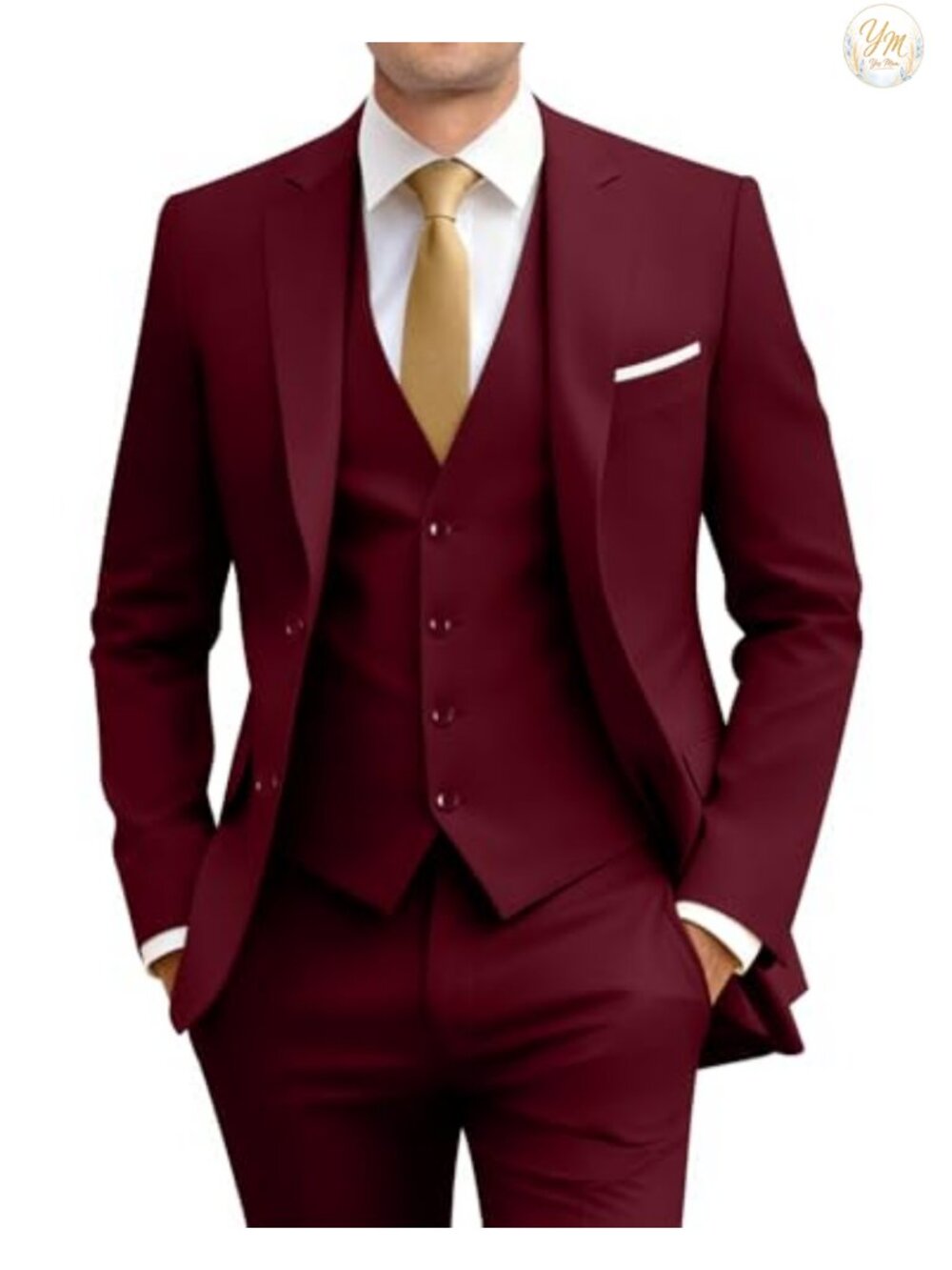 Men's Slim Fit 3 Piece Suit Set with Tie – Wool Blend Formal Business